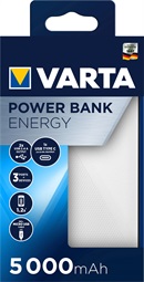 Varte Power bank i smart slim design 5000 mAh - hvid